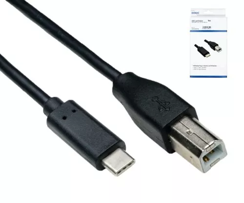 USB kabelis iš C tipo į USB 2.0 B kištuką, juodas, 1,00 m, DINIC dėžutė (kartoninė dėžutė)